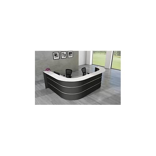 L-Theke Faro, 4-Elemente, 90° Winkel, melaminharzbeschichtet, ABS-Kanten, B 3250 x T 2320 H 1120 mm, anthrazit/anthrazit