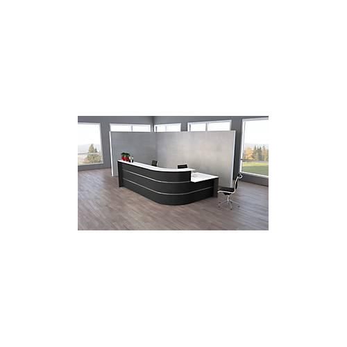 L-Theke Faro, 4-Elemente, 90° Winkel, mit Beratungsplatz, melaminharzbeschichtet, ABS-Kanten, B 3670 x T 1970 x 1120 mm, anthrazit/anthrazit