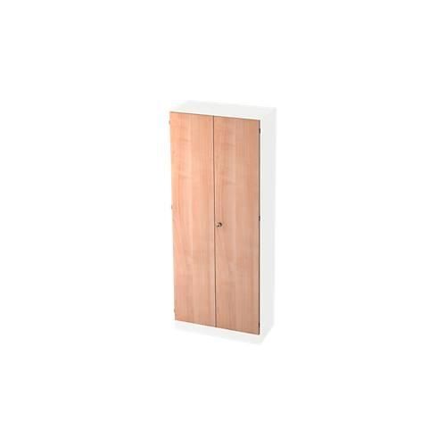 Aktenschrank, 5 OH, abschließbar, B 800 x T 420 x H 2004 mm, weiß/Nussbaum-Dekor