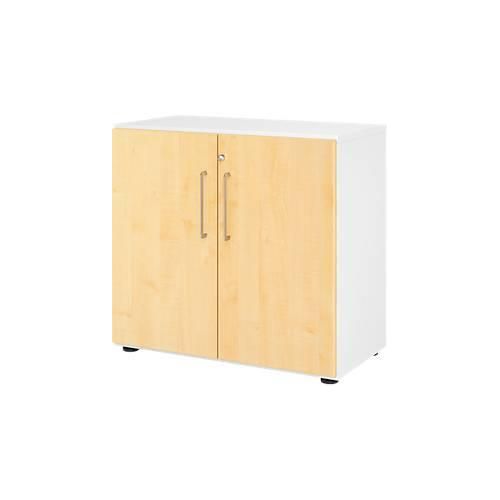 Schränke Breno, 2 OH, abschließbar, 28 kg je Boden, B 800 x T 420 x H 748 mm, weiß/Ahorn
