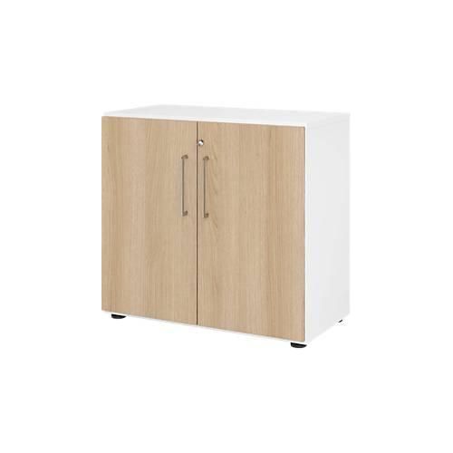 Schränke Breno, 2 OH, abschließbar, 28 kg je Boden, B 800 x T 420 x H 748 mm, weiß/Eiche
