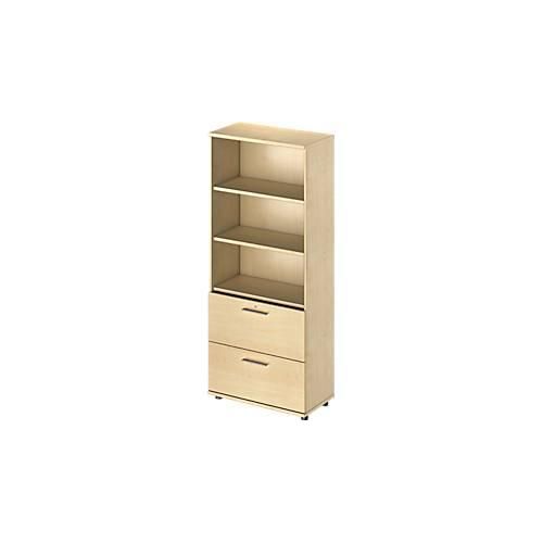 Schäfer Shop Genius Kombischrank TETRIS WOOD, 5 OH, H 1910 mm, 2 Hängeregistraturauszüge, Höhe inkl. Gleiter, Ahorn-Dekor