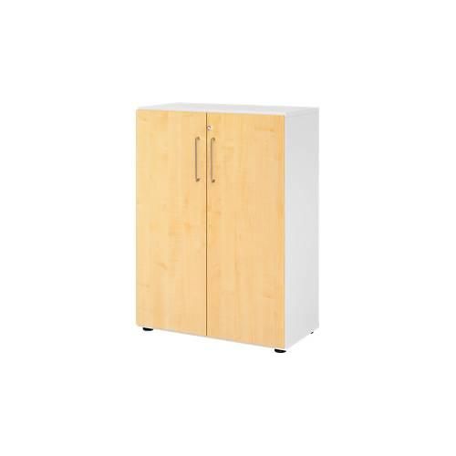 Schränke Breno, 3 OH, abschließbar, 28 kg je Boden, B 800 x T 420 x H 1100 mm, weiß/Ahorn