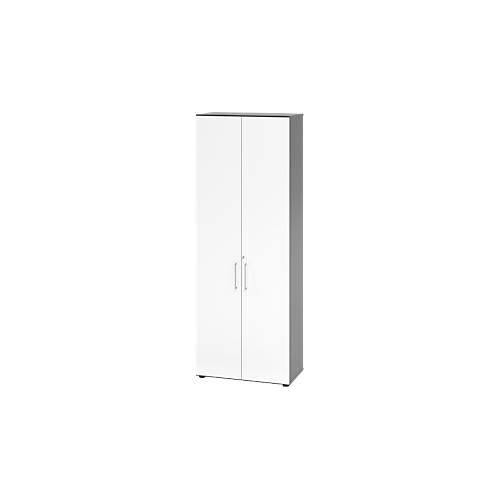 Schränke Breno, 6 OH, abschließbar, 28 kg je Boden, B 800 x T 420 x H 2156 mm, graphit/weiß