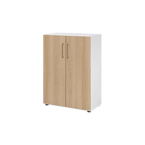 Schränke Breno, 3 OH, abschließbar, 28 kg je Boden, B 800 x T 420 x H 1100 mm, weiß/Eiche