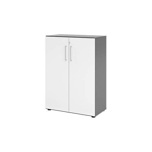 Schränke Breno, 3 OH, abschließbar, 28 kg je Boden, B 800 x T 420 x H 1100 mm, graphit/weiß