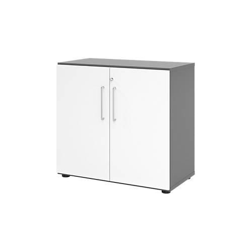 Schränke Breno, 2 OH, abschließbar, 28 kg je Boden, B 800 x T 420 x H 748 mm, graphit/weiß