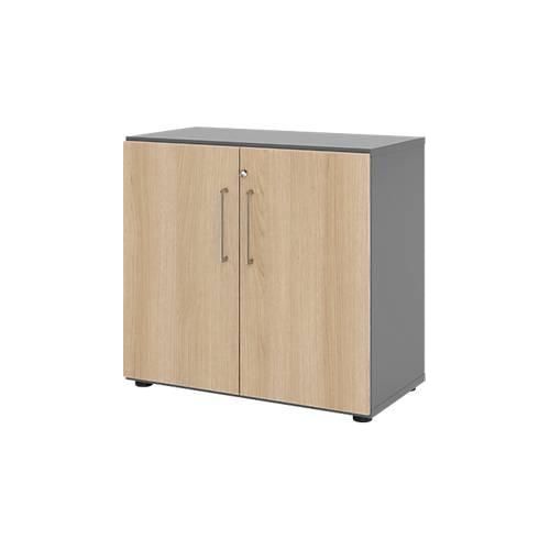 Schränke Breno, 2 OH, abschließbar, 28 kg je Boden, B 800 x T 420 x H 748 mm, graphit/Eiche