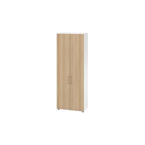 Schränke Breno, 6 OH, abschließbar, 28 kg je Boden, B 800 x T 420 x H 2156 mm, weiß/Eiche