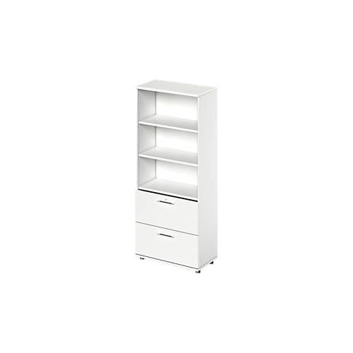 Schäfer Shop Genius Kombischrank TETRIS WOOD, 5 OH, H 1910 mm, 2 Hängeregistraturauszüge, Höhe inkl. Gleiter, weiß