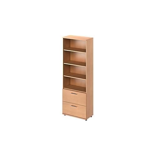 Schäfer Shop Genius Kombischrank TETRIS WOOD, 6 OH, H 2270 mm, 2 Hängeregistraturauszüge, Höhe inkl. Gleiter, Buche-Dekor