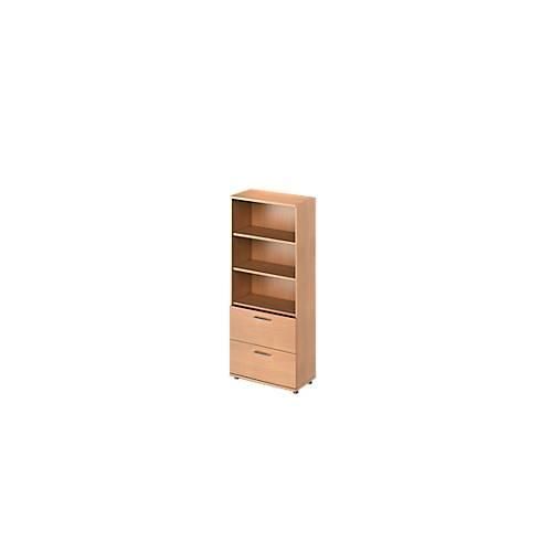Schäfer Shop Genius Kombischrank TETRIS WOOD, 5 OH, H 1910 mm, 2 Hängeregistraturauszüge, Höhe inkl. Gleiter, Buche-Dekor