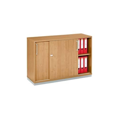 Schäfer Shop Genius Schiebetürenschrank TETRIS WOOD, 2 OH, inkl. Stahlsockel, B 1200 x T 421 x H 800 mm, Buche-Dekor