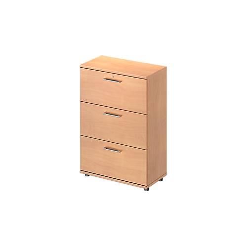 Schäfer Shop Genius Hängeregistraturschrank TETRIS WOOD, 3 OH, B 800 mm, Höhe inkl. Gleiter, abschließbar, Buche-Dekor