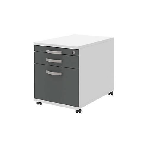Rollcontainer BARI, HR-Auszug, Materialauszug, 1 Schubkasten, B 432 x T 577 x H 538 mm, weiß/anthrazit