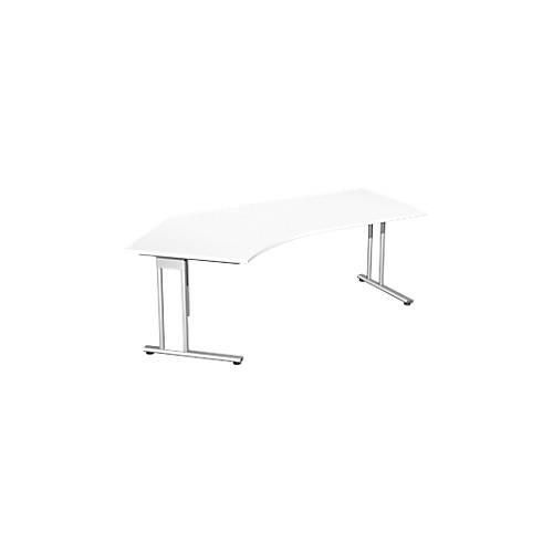 Winkelschreibtisch 135° PALENQUE, C-Fuss, Winkel links, B 2165 x T 800/1130 x H 720 mm, weiss