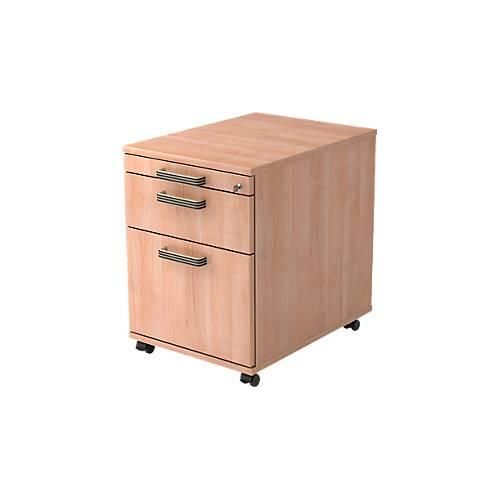 Rollcontainer TOPAS LINE, 1 Schub,1 Hängeregistraturauszug, 1 Utensilienauszug, T 580, Nussbaum/Nussbaum