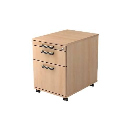 Rollcontainer TOPAS LINE, 1 Schub,1 Hängeregistraturauszug, 1 Utensilienauszug, T 580, Eiche/Eiche