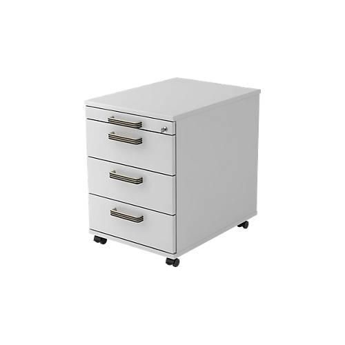 Rollcontainer TOPAS LINE, 3 Schübe, 1 Utensilienauszug, abschließbar, lichtgrau/lichtgrau, T 580 mm