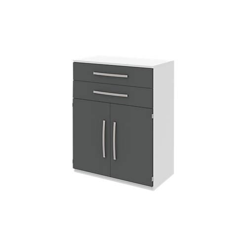 Highboard BARI, 3 OH, 2 Schubkästen, 2 Türen, 1 Boden, B 819 x T 430 x H 1117 mm, weiß/anthrazit