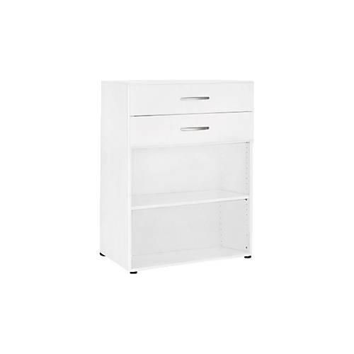 Regal PALENQUE, 3 OH, 2 Schübe oben, 1 Boden, B 800 x T 400 x H 1104 mm, weiß