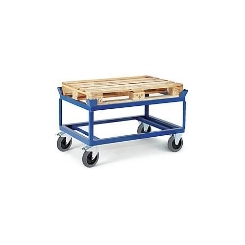 Paletten-Fahrgestell, Ladefläche L 830 x B 1230 x H 650 mm, für bis zu 750 kg, Lenk- & Bockrollen, TPE-Bereifung, Stahl