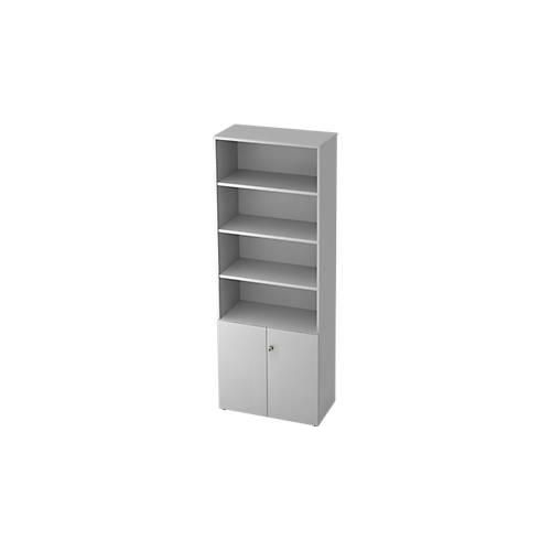 Regalschrank TOPAS LINE, 4 OH Regal/2 OH Türen, lichtgrau/lichtgrau