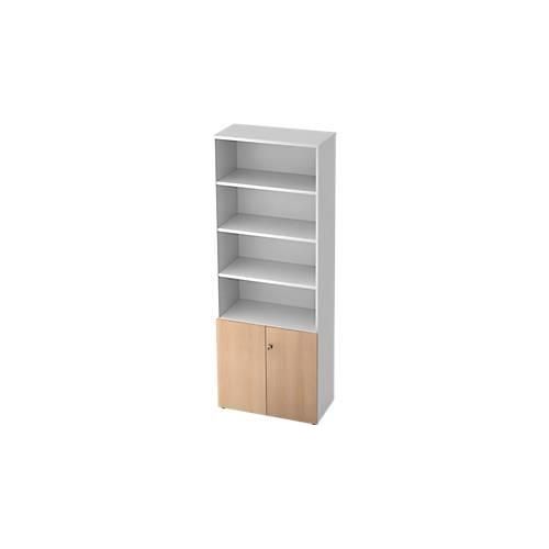 Regalschrank TOPAS LINE, 4 OH Regal/2 OH Türen, weiß/Eiche