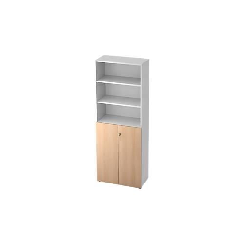 Regalschrank TOPAS LINE, 3 OH Regal/3 OH Türen, weiß/Eiche