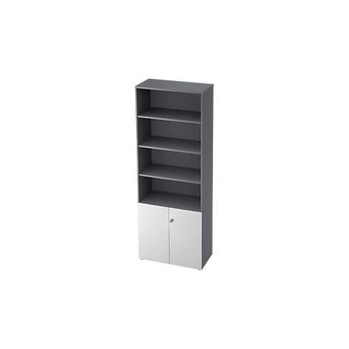 Regalschrank TOPAS LINE, 4 OH Regal/2 OH Türen, graphit/weiß