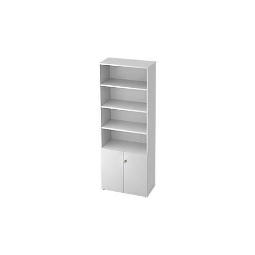 Regalschrank TOPAS LINE, 4 OH Regal/2 OH Türen, weiß/weiß