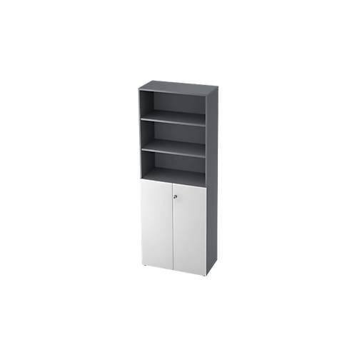 Regalschrank TOPAS LINE, 3 OH Regal/3 OH Türen, graphit/weiß