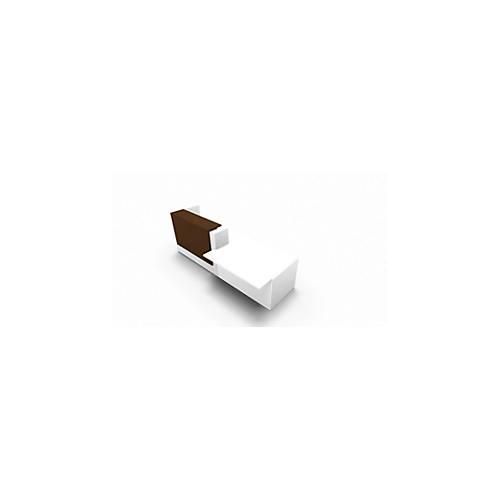 Theke Spezia, Ablage, links, B 3060 x T 1125 x H 1130 mm, weiß/Leder braun