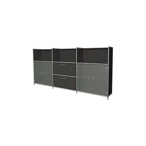 Highboard Toledo, 2 Schübe, 3 Fächer, 3 OH, Glastüren, B 2360 x T 380 mm, anthrazit