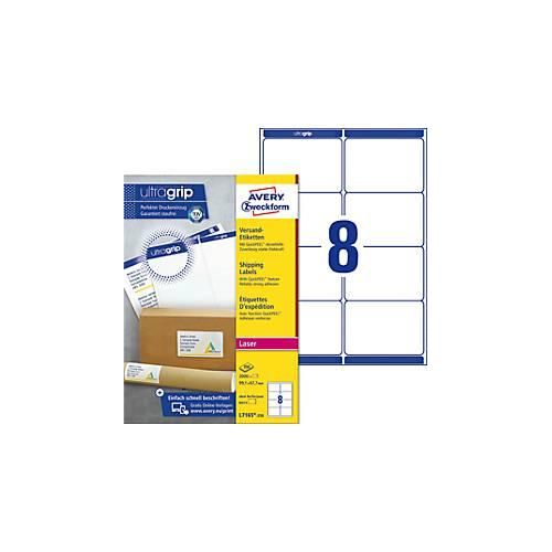 AVERY® Zweckform Versandetiketten, ultragrip, 99,1 x 67,7 mm, 2000 Stück