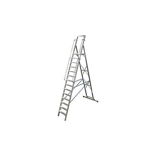 Stufenstehleiter, mit großer Plattform, Aluminium, mit 14 Stufen