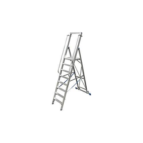 Stufenstehleiter, mit großer Plattform, Aluminium, mit 7 Stufen