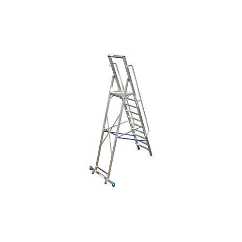 Stufenstehleiter, mit großer Plattform, Aluminium, mit 9 Stufen