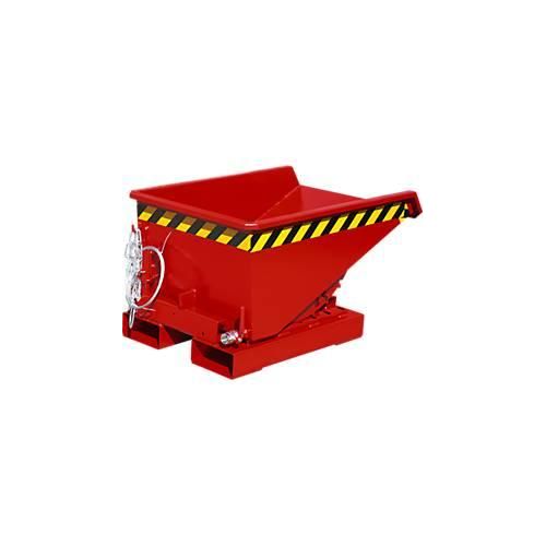 Mini-Spänebehälter Typ EXPO-E 150, Seilzug-Kippvorgang, Inhalt 0,15 m³, bis 750 kg, feuerrot RAL 3000