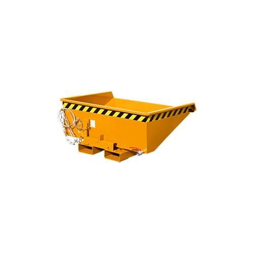 Mini-Spänebehälter Typ EXPO-E 275, Seilzug-Kippvorgang, Inhalt 0,275 m³, bis 750 kg, gelborange RAL 2000