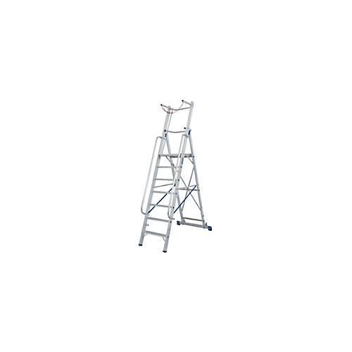 Alu-Stufen-Stehleiter, mit großer Standplattform, mit Sicherheitsbügel und Kette, 4 Stufen