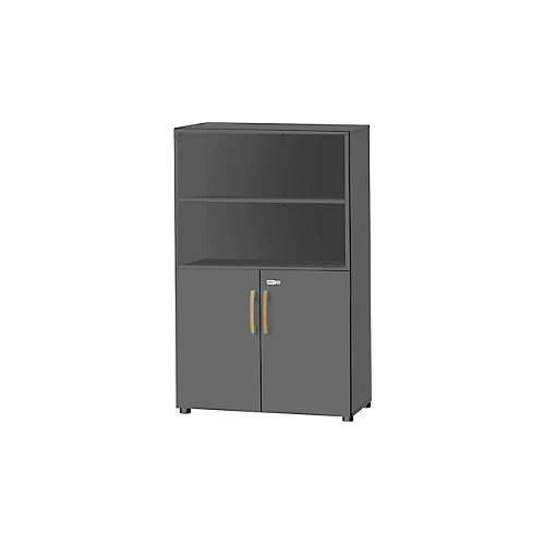Schäfer Shop Select Kombischrank Start Off Wood, 4 OH, abschließbar, B 800 x T 420 x H 1514 mm, Holz, graphit