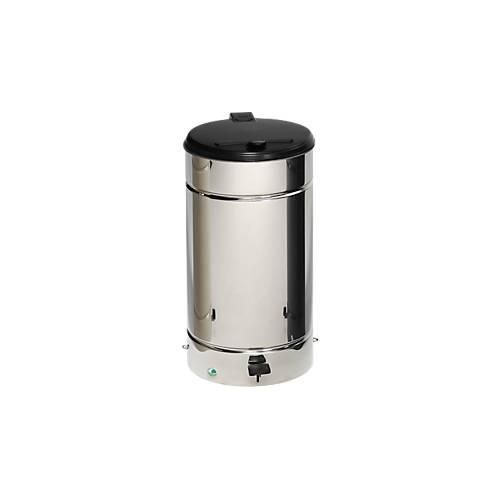 Tret Mülleimer Euro Pedal, für den Innenbereich, Volumen 60 l, mit Griff & Deckel, Ø 350 x H 700 mm, Edelstahl & Kunststoff, edelstahlfarben
