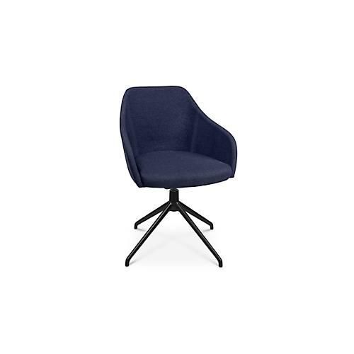 Konferenzsessel Topstar Sitness Life 2.1, dreh-/sitzhöhenverstellbar, Armlehnen, B 350-480 x T 460 x H 460-490 mm, 4-Fußgestell, Alu schwarz-matt & Stoff, d.blau