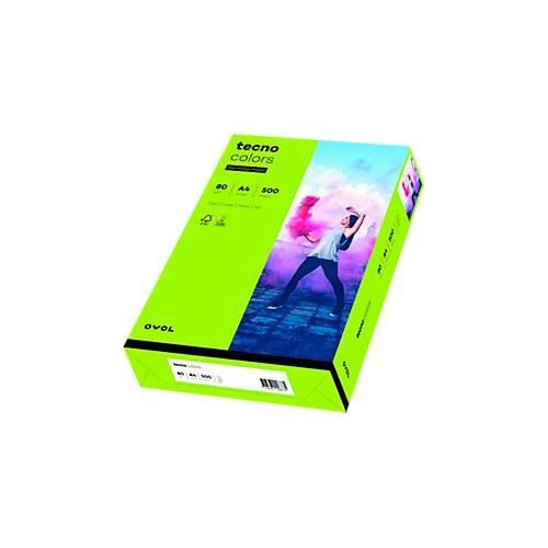 Farbiges Kopierpapier tecno colors, DIN A4, 80 g/m², leuchtendgrün, 1 Paket = 500 Blatt