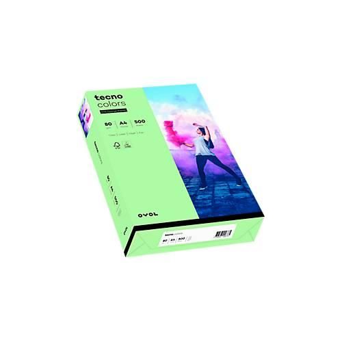 Farbiges Kopierpapier tecno colors, DIN A4, 80 g/m², mittelgrün, 1 Paket = 500 Blatt