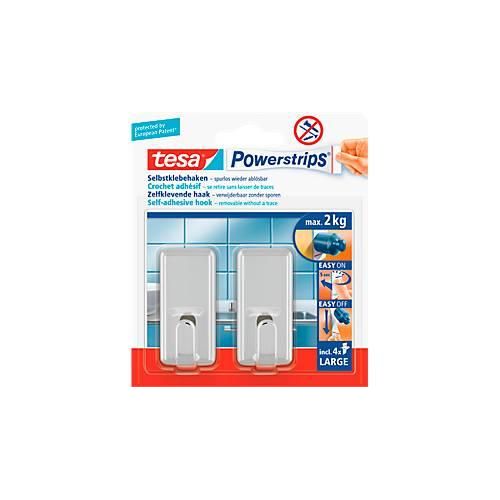 tesa Powerstrips Haken Large, eckig, chrom
