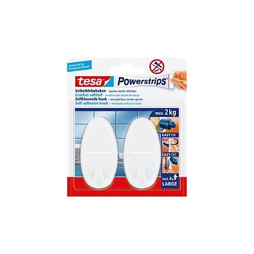 tesa Powerstrips Haken Large, oval, weiß