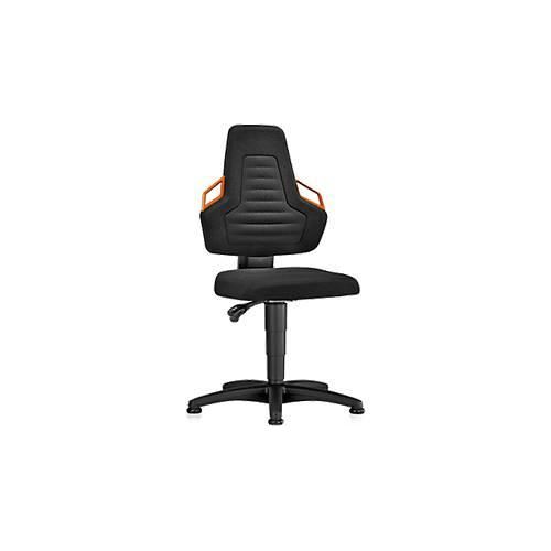 Arbeitsdrehstuhl, Gleiter, Stoff schwarz, Griffe orange