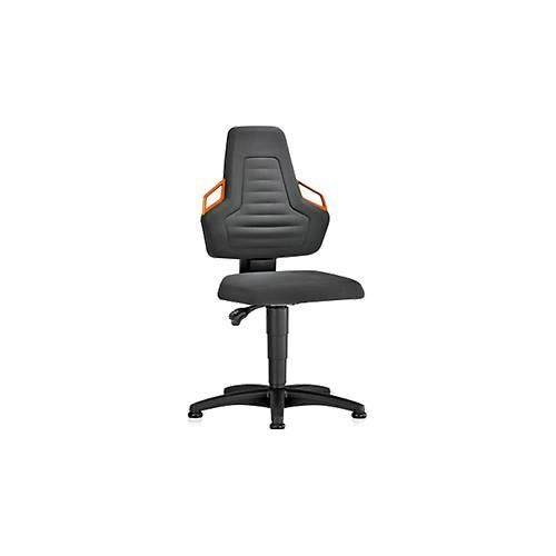 Arbeitsdrehstuhl, Gleiter, Supertec schwarz, Griffe orange